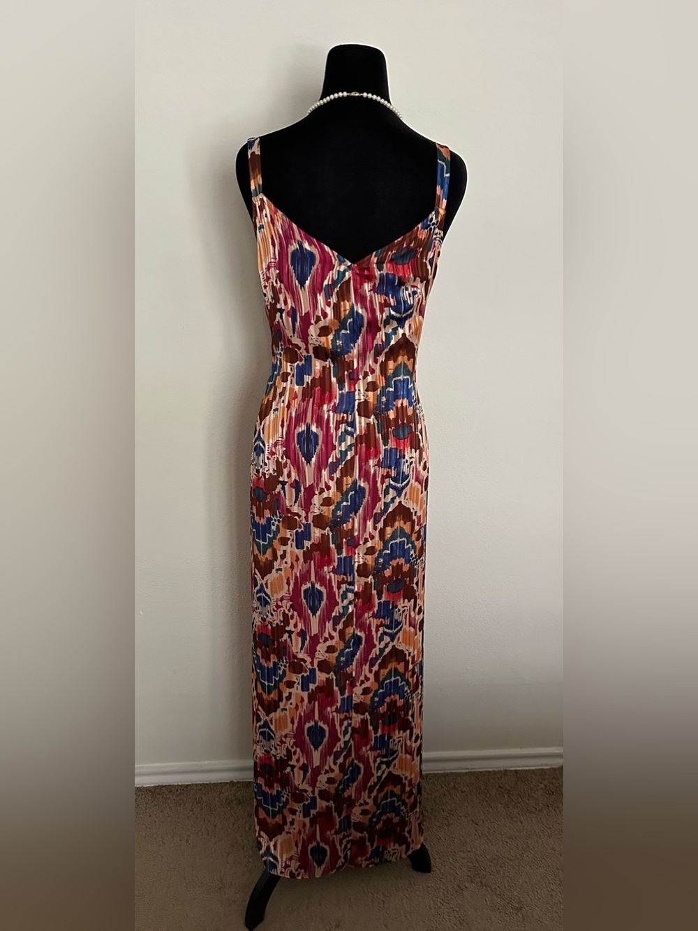 Vince Camuto Multicolor Ikat-Pleated Midi Dress Boho 1X Plus Size Women’s - Picture 3 of 12